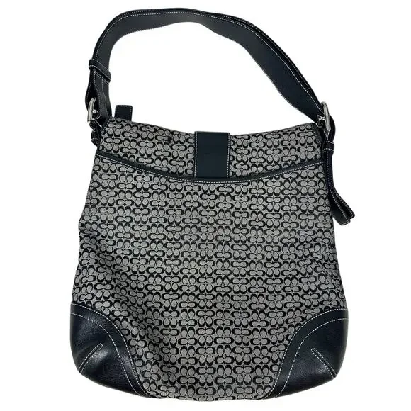 Coach Vintage 2003 North South Black Grey CC Monogram Leather Trim Soho Bag - Picture 4 of 10